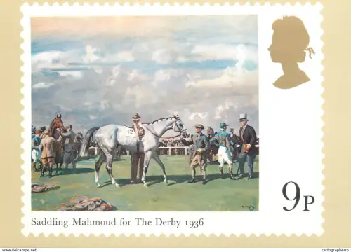 A5425 British stamp designed postcard Stuart Rose Sadding Mahmoud Derby 1936