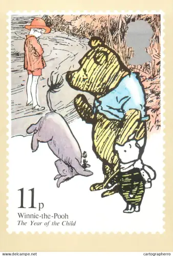 A5425 British stamp designed postcard Edward Hughes Year of the Child Winnie the Pooh