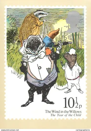 A5425 British stamp designed postcard Edward Hughes Year of the Child The wind in the Willows
