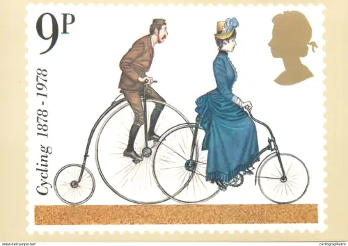 A5425 British stamp designed postcard Fritz Wagner Pennyfarthing