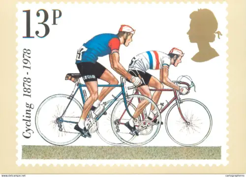A5425 British stamp designed postcard Fritz Wagner Modern road racing cycle