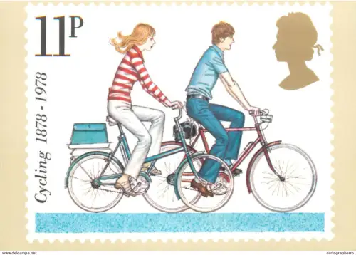 A5425 British stamp designed postcard Fritz Wagner Modern small wheel cycle