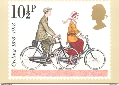 A5425 British stamp designed postcard Fritz Wagner Cycling 1920's tourer
