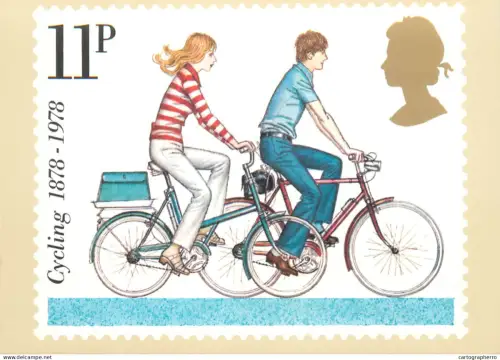 A5425 British stamp designed postcard Fritz Wagner Modern small wheel cycle