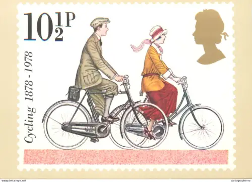 A5425 British stamp designed postcard Fritz Wagner Cycling 1920's Tourer