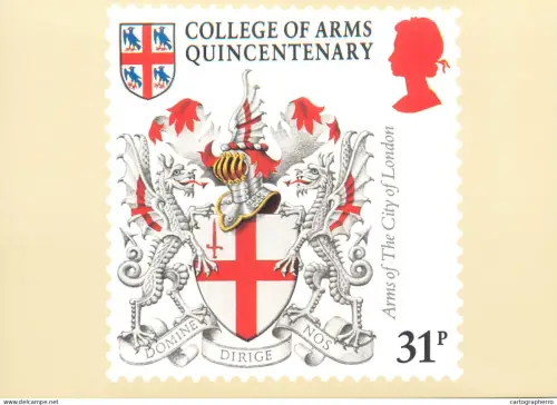 A5425 British stamp designed postcard Jeffery Matthews Arms of City of London