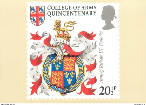 A5425 British stamp designed postcard Jeffery Matthews Arms of Richard III