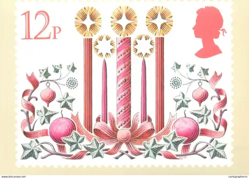 A5425 British stamp designed postcard Jeffrey Matthews Portraits Christmas candles