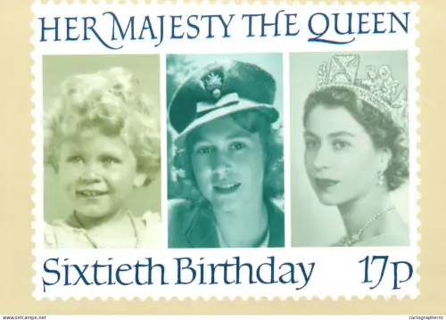 A5425 British stamp designed postcard Jeffrey Matthews Portraits Queen Elisabeth II 1928 1942 1952
