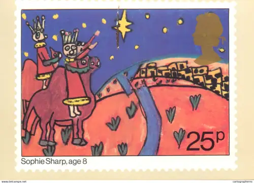 A5425 British stamp designed postcard Sophie Sharp The three kings outside Bethlehem