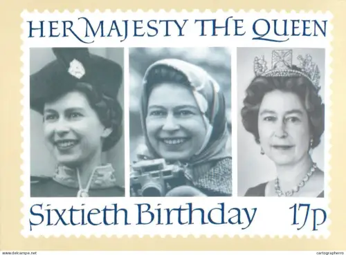 A5425 British stamp designed postcard Jeffery Matthews Portrait of the Sixtieth birthday Queen Elisabeth II