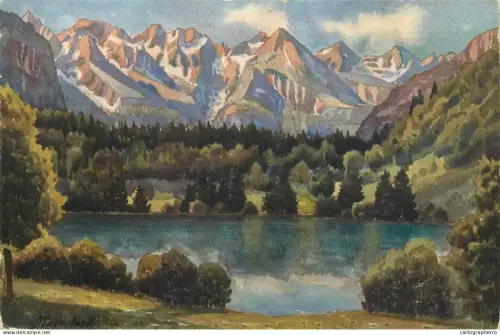 A5838 Germany Freibergsee bei Oberstdorf bei Bayerische Allgau V. Marshall landscape painting