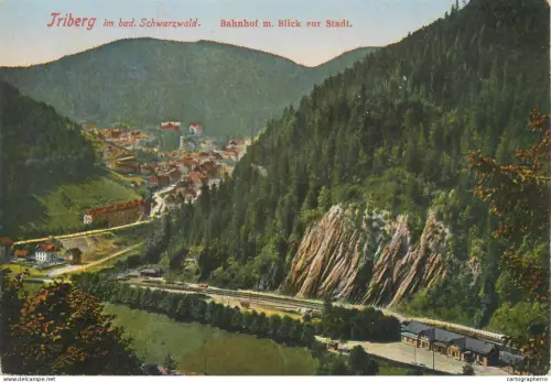 A5838 Germany Triberg im Bad Schwarzwald Bahnhof mit Blick zur Stadt