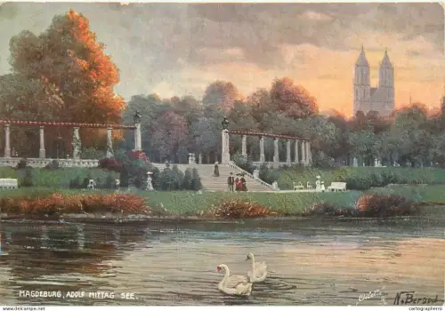 A5838 Germany Magdeburg Adolf Mittag See Raphael Tuck Oillette N. Beraud signed artwork