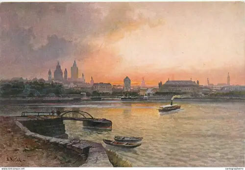 A5838 Germany Goldene Mainz am Strome Nikolai Astudin 1923 signed artwork