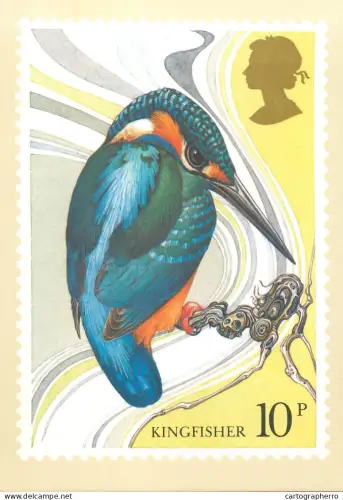 A5424 British stamp designed postcard Michael Warren Kingfisher