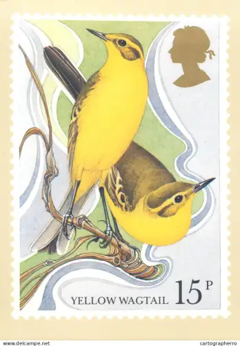 A5424 British stamp designed postcard Michael Warren Yellow Wagtail