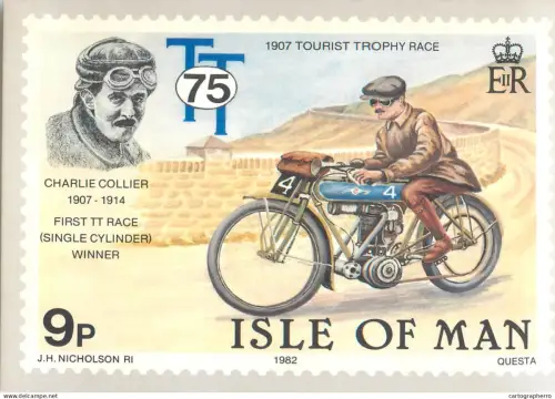 A5424 British stamp designed postcard J.H Nicholson Isle of man 1982 Charlie Collier