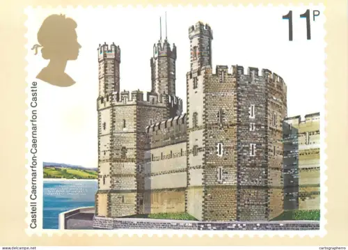 A5424 British stamp designed postcard Ronald Maddox Caernarfon Castle