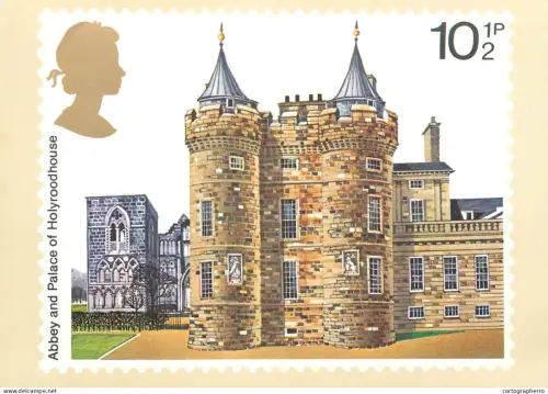A5424 British stamp designed postcard Ronald Maddox Abbey and Palace of Holyrood house