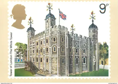 A5424 British stamp designed postcard Ronald Maddox The white tower of London'