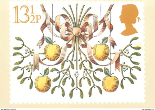 A5424 British stamp designed postcard Jeffery Matthews Mistletoe
