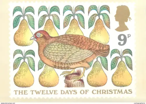 A5424 British stamp designed postcard David Gentleman A partridge in a pear tree