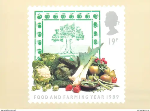 A5424 British stamp designed postcard Sedley Place Fruit and vegetables
