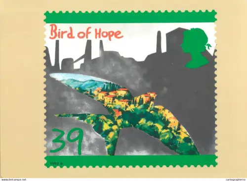 A5424 British stamp designed postcard Alice Newton-Moid Bird house