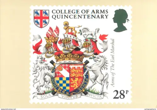 A5424 British stamp designed postcard Jefferey Matthews Arms of the Earl Marshall