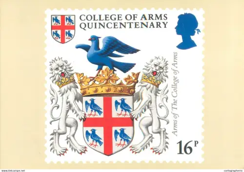 A5424 British stamp designed postcard Jefferey Matthews Arms of the College of Arm