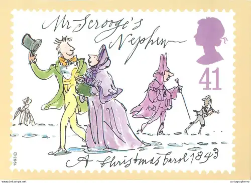 A5424 British stamp designed postcard Quentin Blake Mr Scrooge's Nephew