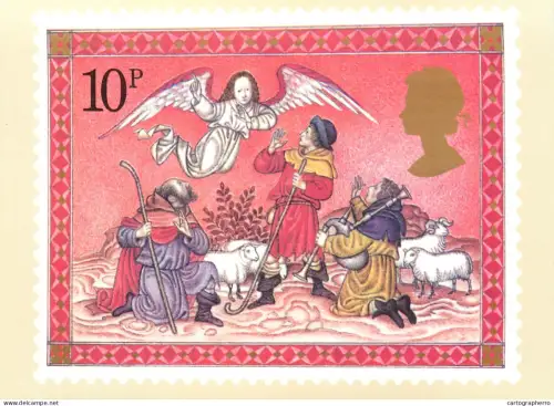 A5424 British stamp designed postcard Fritz Wagner The Sheperds
