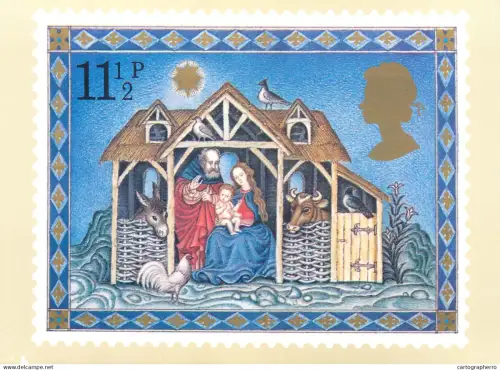 A5424 British stamp designed postcard Fritz Wagner he scene of the Manger