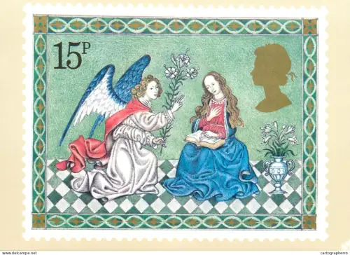 A5424 British stamp designed postcard Fritz Wagner The Annunciation