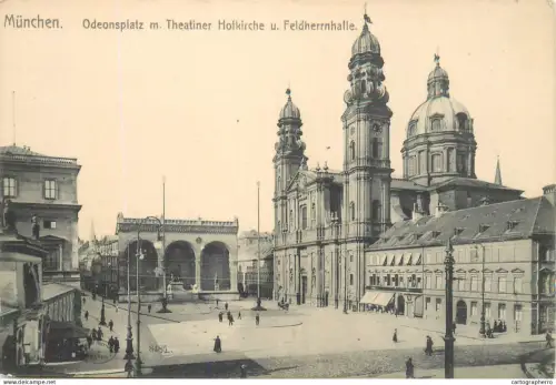 A5837 Germany Munchen Odeonsplatz mit Theatiner Hoffkirche u. Feldherrnhalle