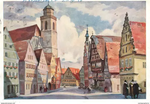 A6213 Weinmarkt Dinkelsbühl Kunstler Postkarte