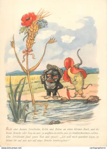 A6213 „Stroh, Kohle und Bohnen“ von den Brüdern Grimm. Illustration von Otto Schubert