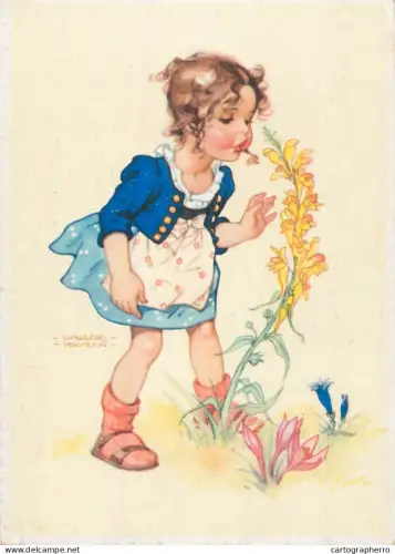 A6213 Lungershausen girl and flower Blumen