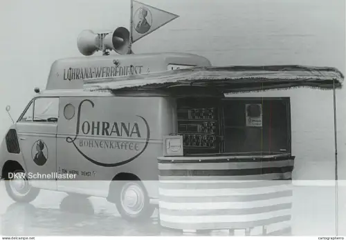 A6213 DKW Schnellaster minibus commercial truck used for advertising "Lohrana Bohnenkaffee", Werbedienst"