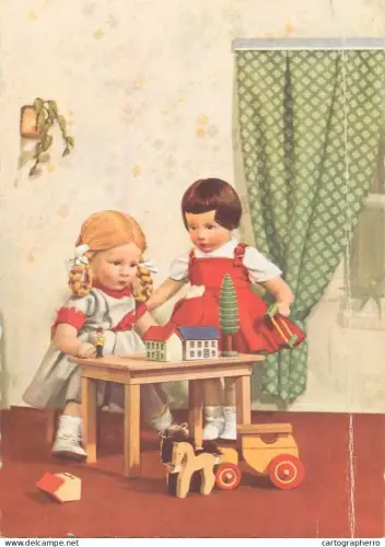 A6213 Dolls puppets toys postcard
