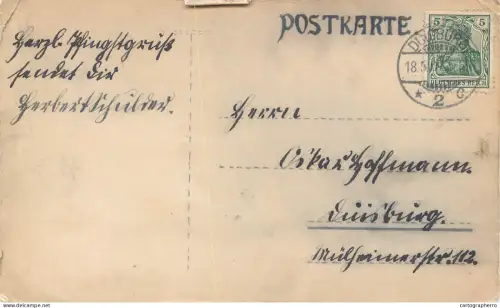 A6211 Dies ist eine historische deutsche Postkarte mit altmodischer Handschrift und Poststempel Duisburg 1907