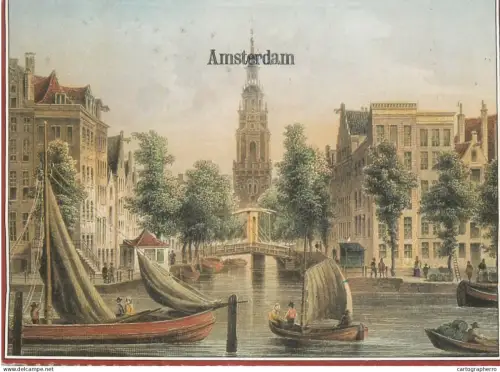 A5757 Netherland Amsterdam Groenburgwal canal and Zuiderkerk church