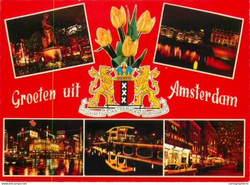 A5757 Netherland Amsterdam at night Magere Brug, Rembrandt statue