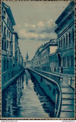 A5893 Italy Milano Il vecchio naviglio in Via Senato e Chiesa S Marco