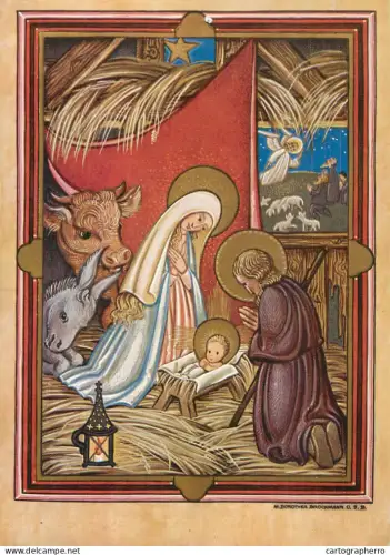 A6216 Christmas greeting card Sr. M. Dorothea Brockmann - Missionsverlag Mariannhill Nativity scene