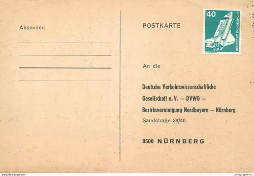 A6216 German Postcard - 40pf Deutsche Bundespost Spacelab Stamp - Nuremberg