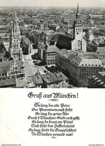 A6216 Germany Postcard - "Gruß aus München" Marienplatz, Alter Peter & Poem