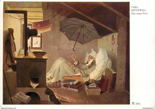 A6215 Art Postcard Carl Spitzweg - "Der arme Poet" / The Poor Poet Masterpiece