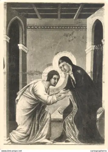 A6215 Vintage Postcard Gothic Painting - Duccio: The Virgin and Saint John Farewell Art